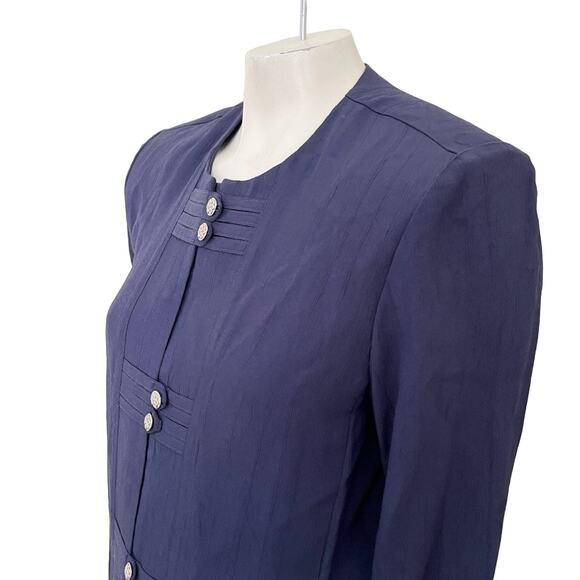 VTG R&M RICHARDS 2 Piece Conservative Pantsuit Set in Navy Blue SZ 8 - Picture 3 of 12